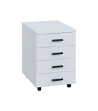 LK 2 - 01 kontejner pojízdný, 4-zásuvkový, deska 25 mm, bez zámku, bílá